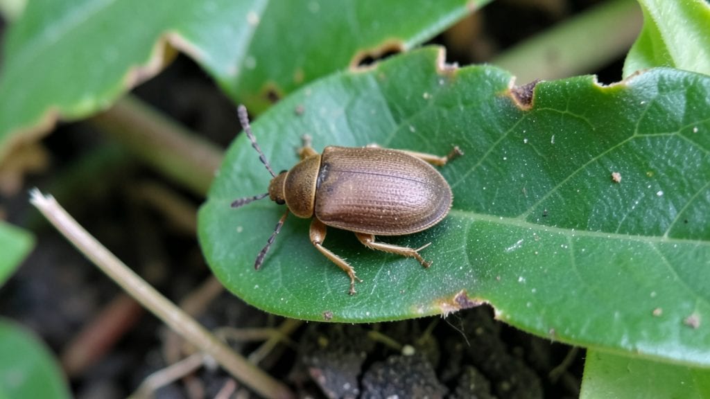 Brown Garden Beetle: Larval Life Cycle Stages and Plant Damage Patterns