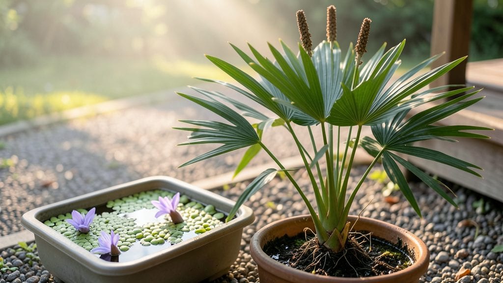 Small Water Garden: Serene Miniature Pond With Lush Aquatic Plants