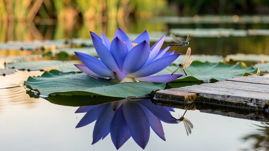 Water Garden Park Design: Serene Retreat With Floating Plants and Firefly Lights